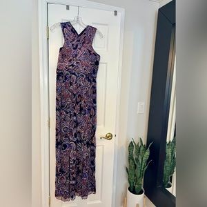 Shoshanna | Paisley Crisscross Neck Halter Maxi Dress